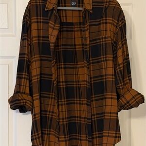 GAP Brown and Black Plaid Shirt. Flannel